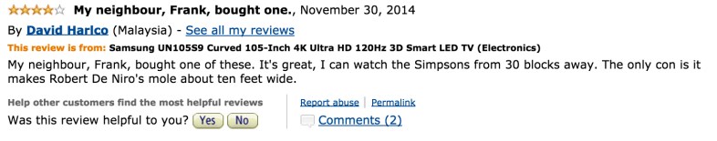 20 Hilarious Amazon Reviews Of The $119,999 Samsung TV