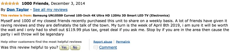 20 Hilarious Amazon Reviews Of The $119,999 Samsung TV