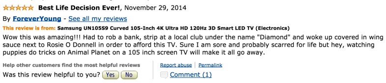 20 Hilarious Amazon Reviews Of The $119,999 Samsung TV