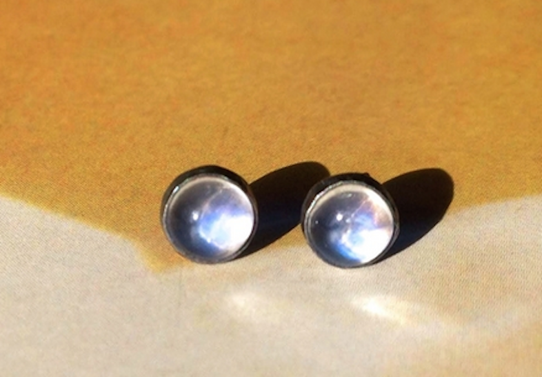 Moonstone studs / Alexes Bowyer. 