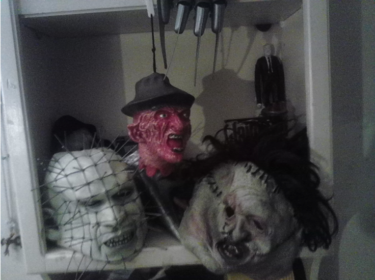 Yes, that is a handmade Slenderman action figure above Leatherface.