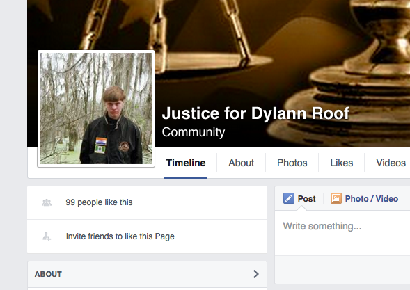 Facebook / Justice For Dylann Roof