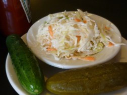 cole slaw and pickles