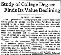 nyt 1975 aug value of college declining