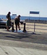 boardwalk washing feet