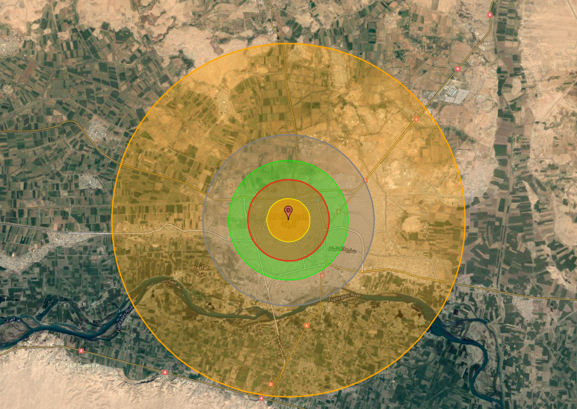 Al-Raqqah via nukemap