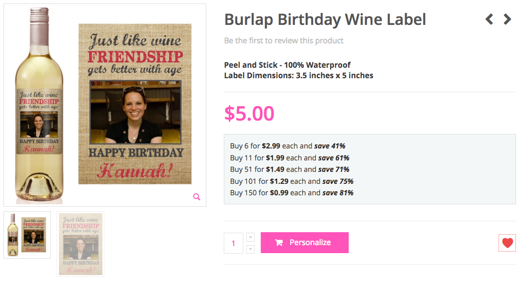 Burlap Birthday Wine Label