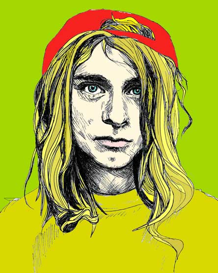 Kurt Cobain. (Illustration by Thomas Mikael via Wikimedia Commons) 