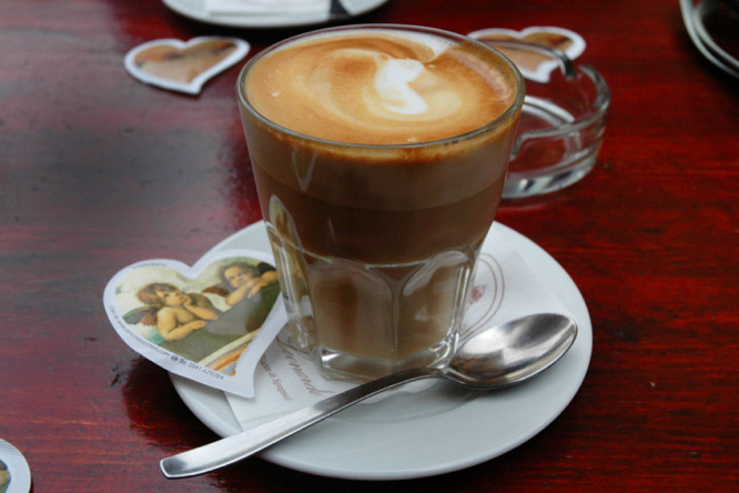 Cappuccino at a cafe in Rome, Italy 