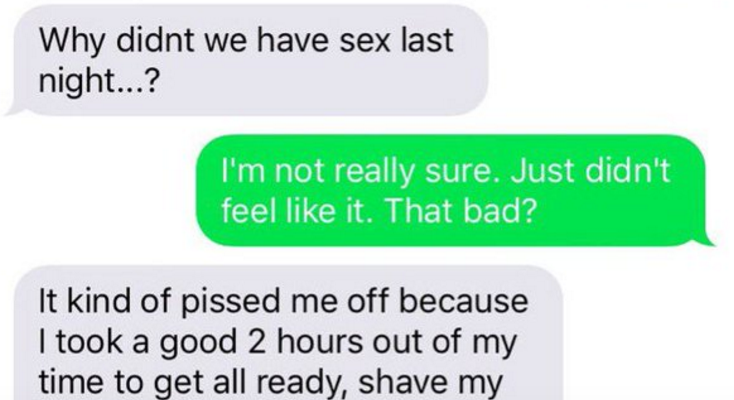 You Have To Read These Bizarre (And TBH Creepy) Texts From A Girl Who Hypocritically Believed Her Date ‘Owed Her’ Sex