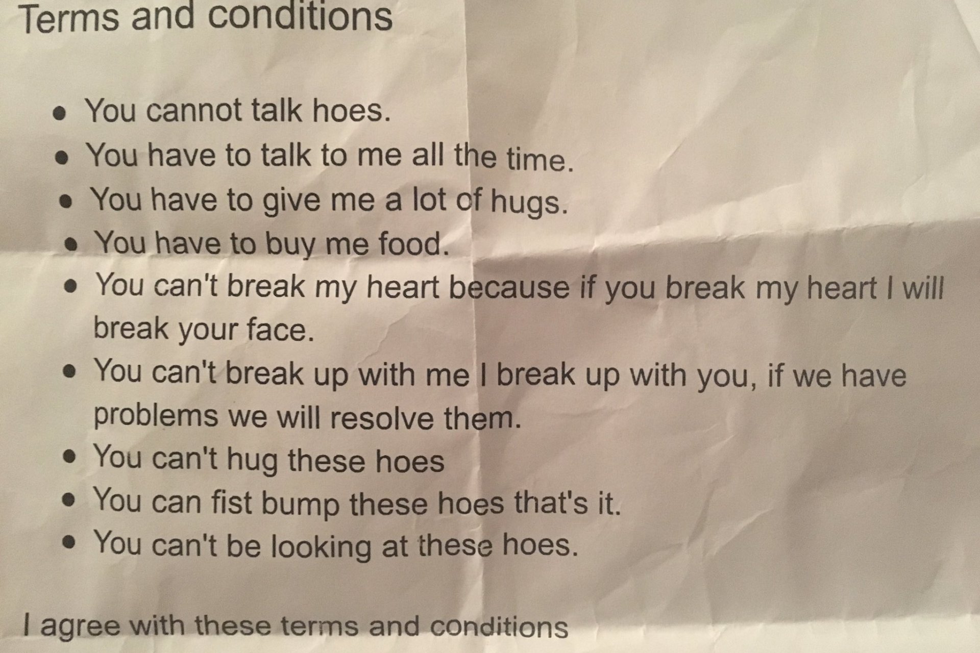 This ‘Relationship Contract’ Between Two Dating 8th Graders Will Make You LOL