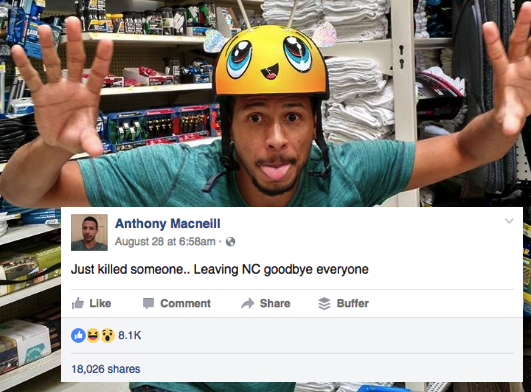 These Horrifying Facebook Posts Are From A Murderer Who Is Live-Blogging His Run From The Police
