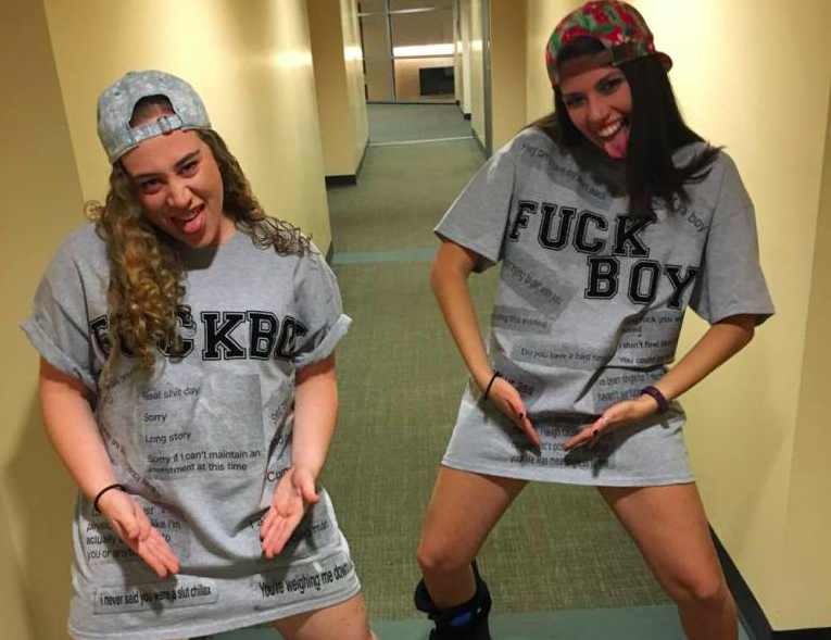 These Two Girls Printed Shirts With Thirsty Booty-Call Texts And Went As Fuckboys For Halloween