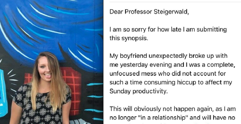 This Girl Sent Her Professor An Awkward Email To Explain Her Late Assignment And His Response Is Hilarious