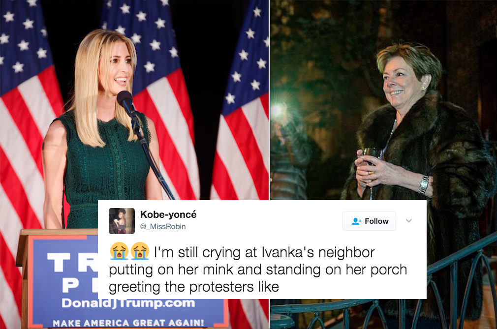 Ivanka Trump’s Neighbor Watched Protests With A Glass Of Wine And A Fur Coat And People On Twitter Are Obsessed With Her Pettiness