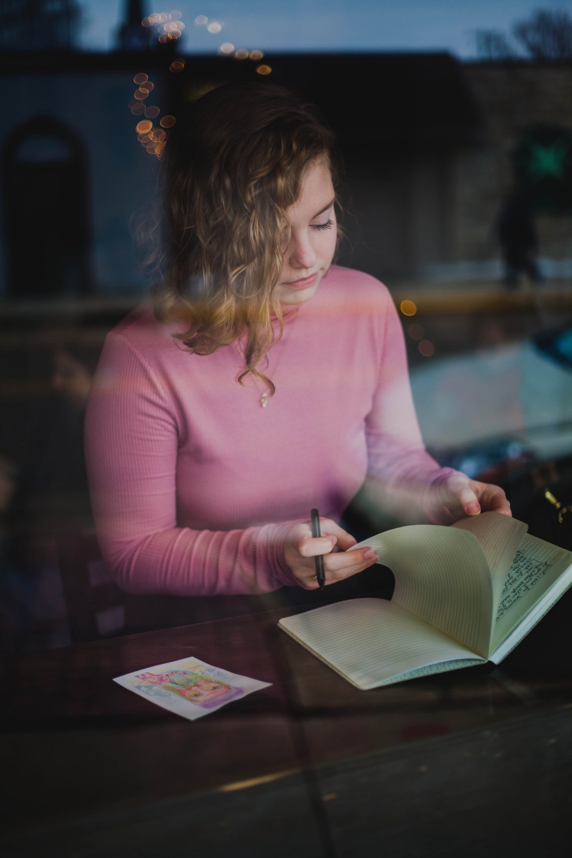 Woman at a writing retreat