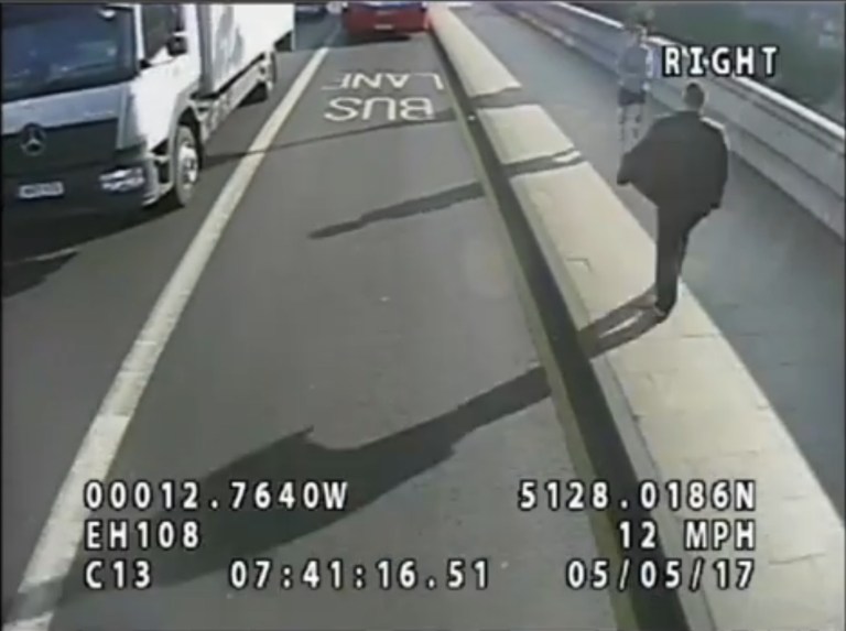 CCTV footage of a jogger who pushed a woman in front of a bus