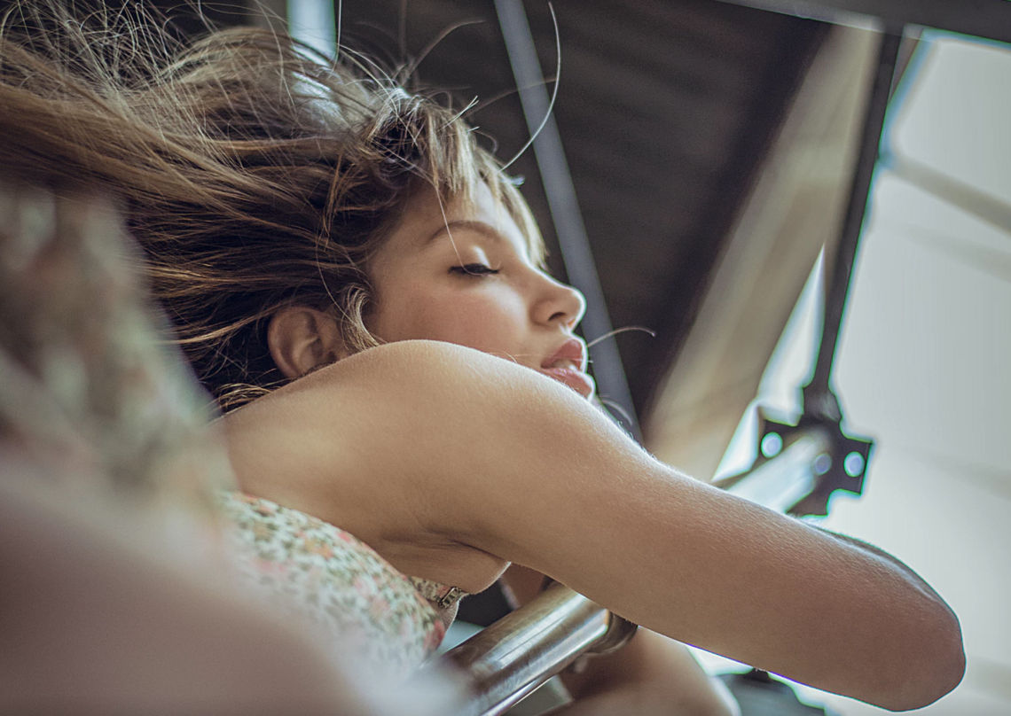 Woman Eyes Closed Imagining