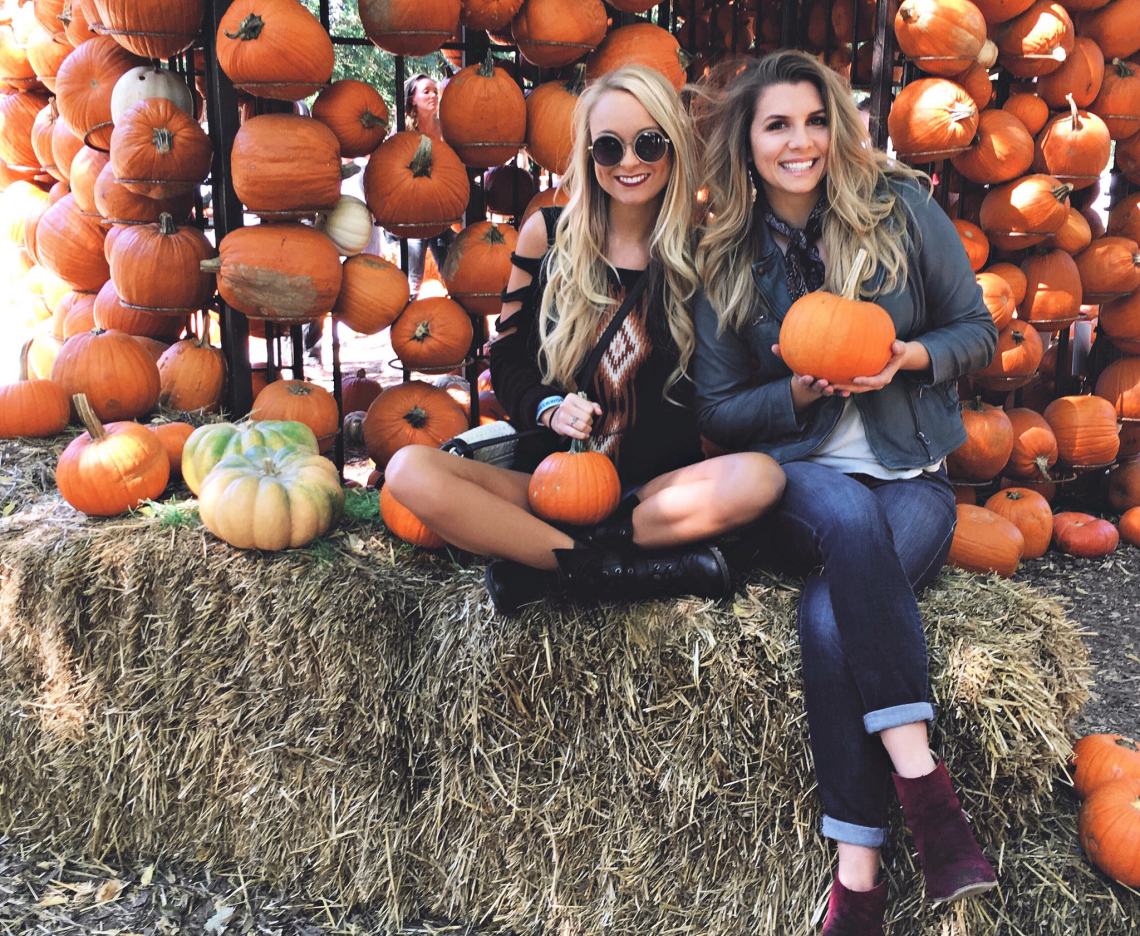 girls with pumpkins