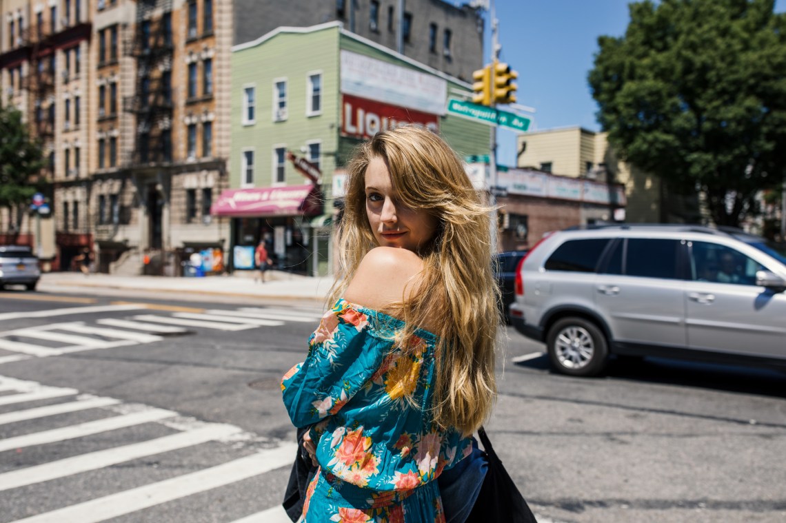 girl looking over shoulder