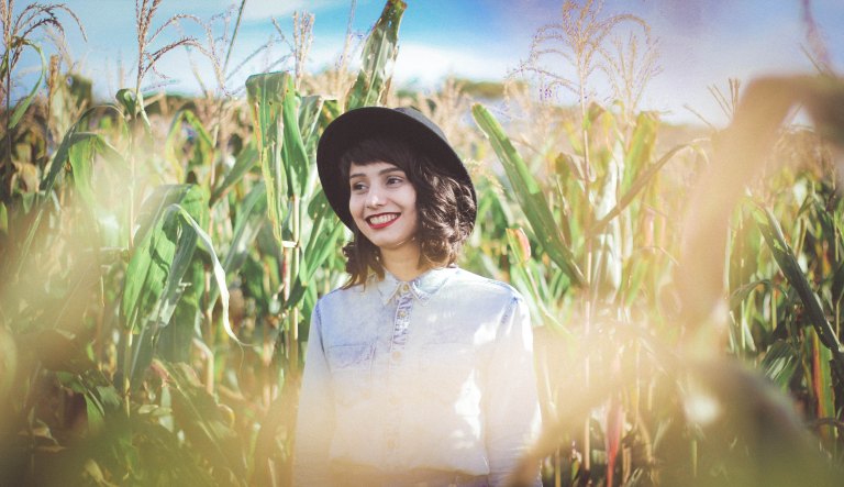 woman in cornfield