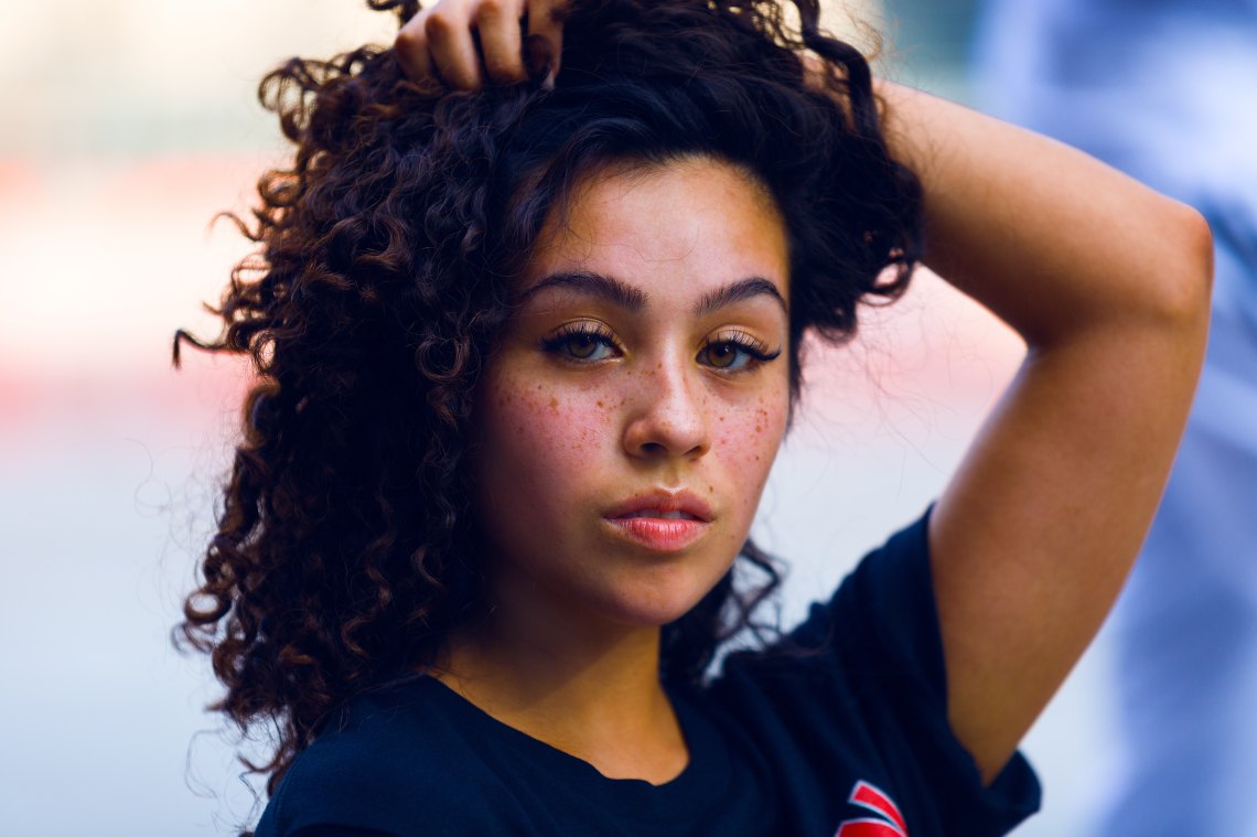 woman with curly hair