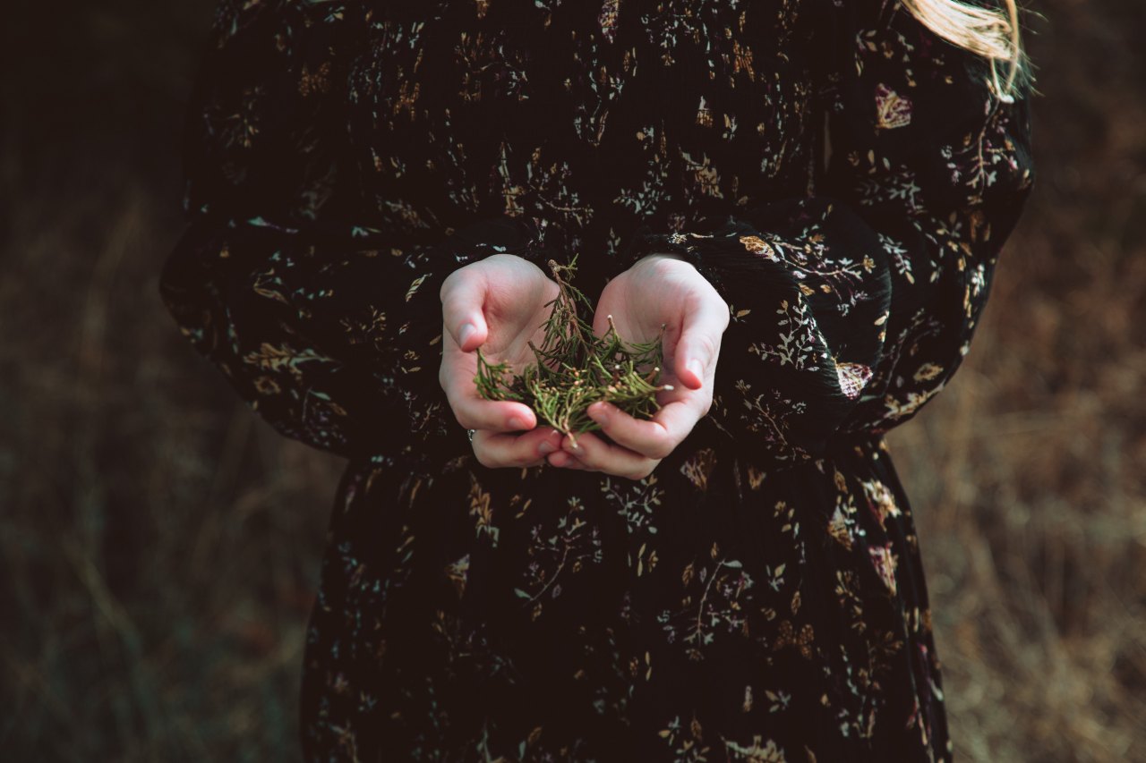 Girl holding flowers