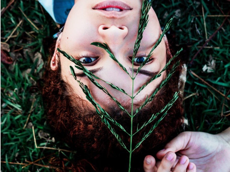 girl with leaves, everything is okay, okayness of life