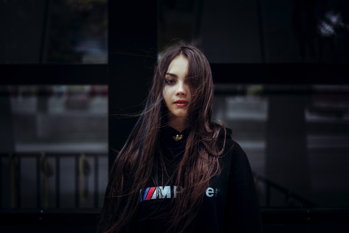 confident girl looking at camera, achievement 