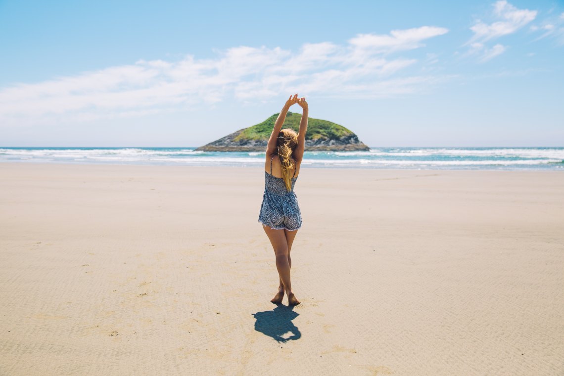 woman traveling on a beach