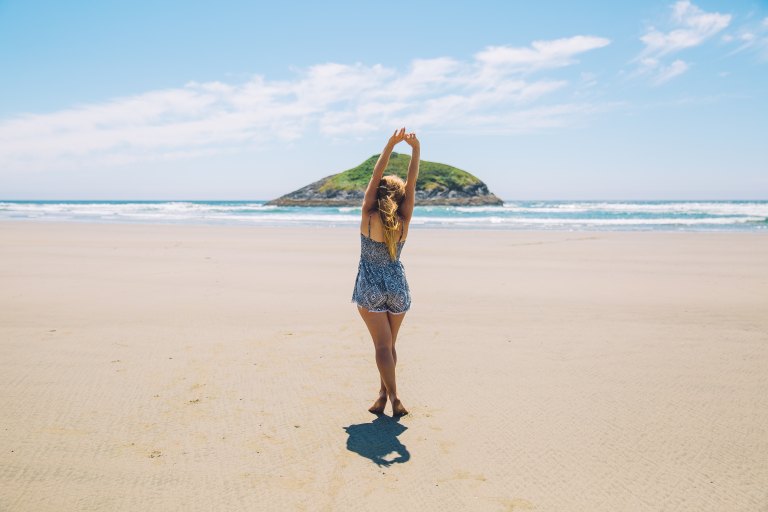 woman traveling on a beach