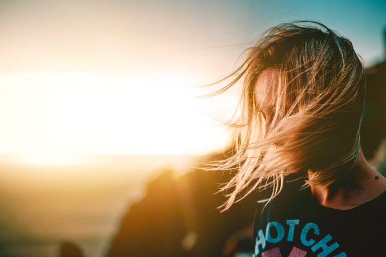 Girl wind in hair