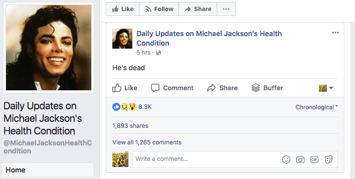 This Facebook Page Has Been Giving Daily Updates On ‘Michael Jackson’s Health Condition’ For Nearly A Year