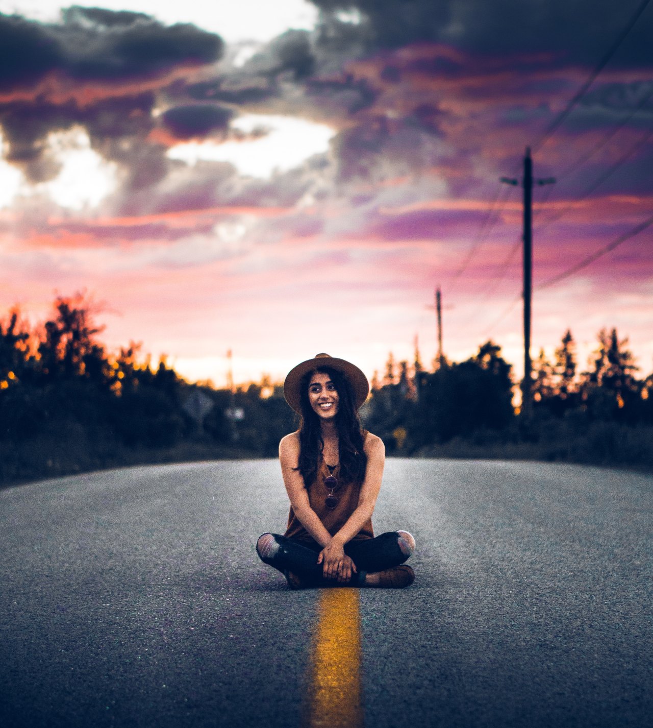 girl sitting on the street, happiness, unconditional happiness