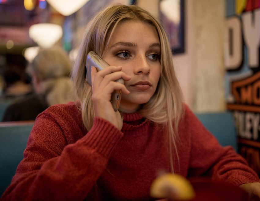 Girl ready to text on her phone