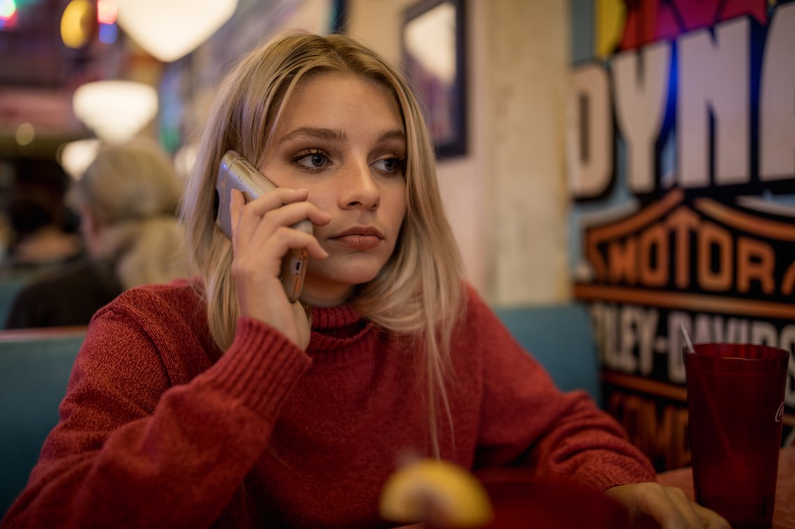 Girl ready to text on her phone