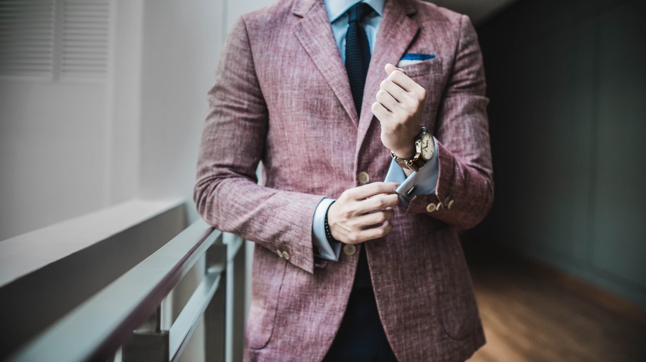 Man in pink suit