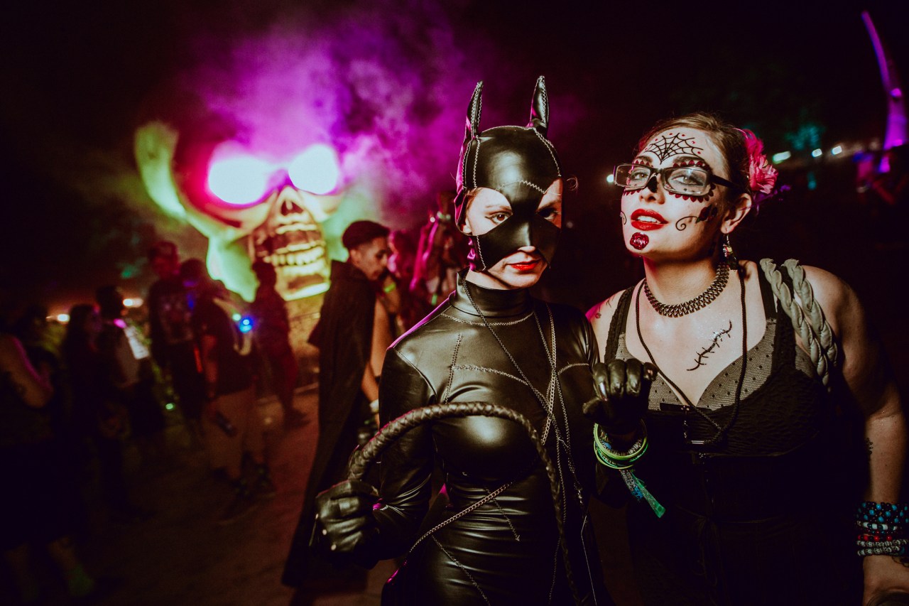 costumed audience members celebrate Halloween, Something Wicked Festival