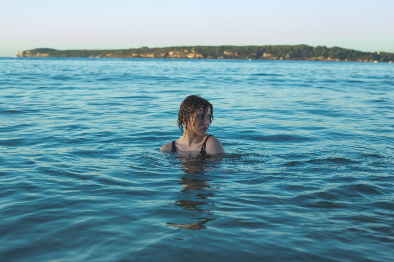 Woman alone in water