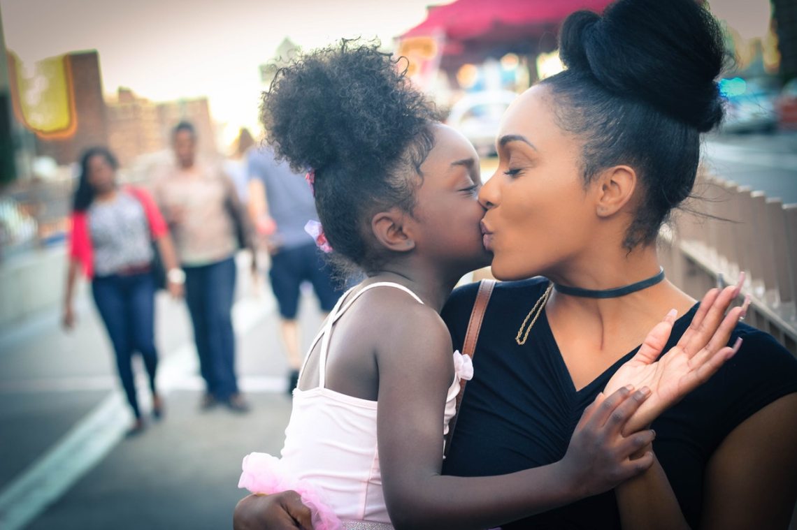 Girl with her mother