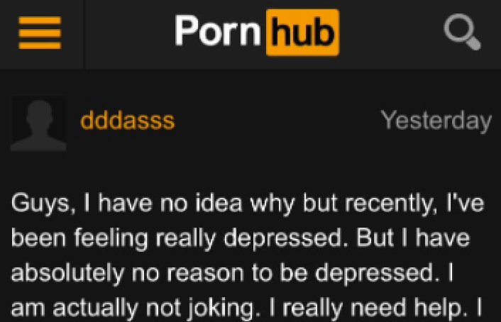 Someone Posted About Being Depressed On This Porn Site And People’s Responses Are Unexpectedly Heartwarming