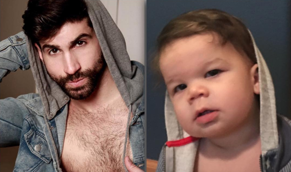 Model Aristotle Polites and his cute nephew Augie who trolls him on Instagram