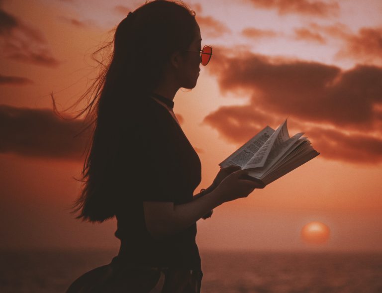 Girl reading disturbing books