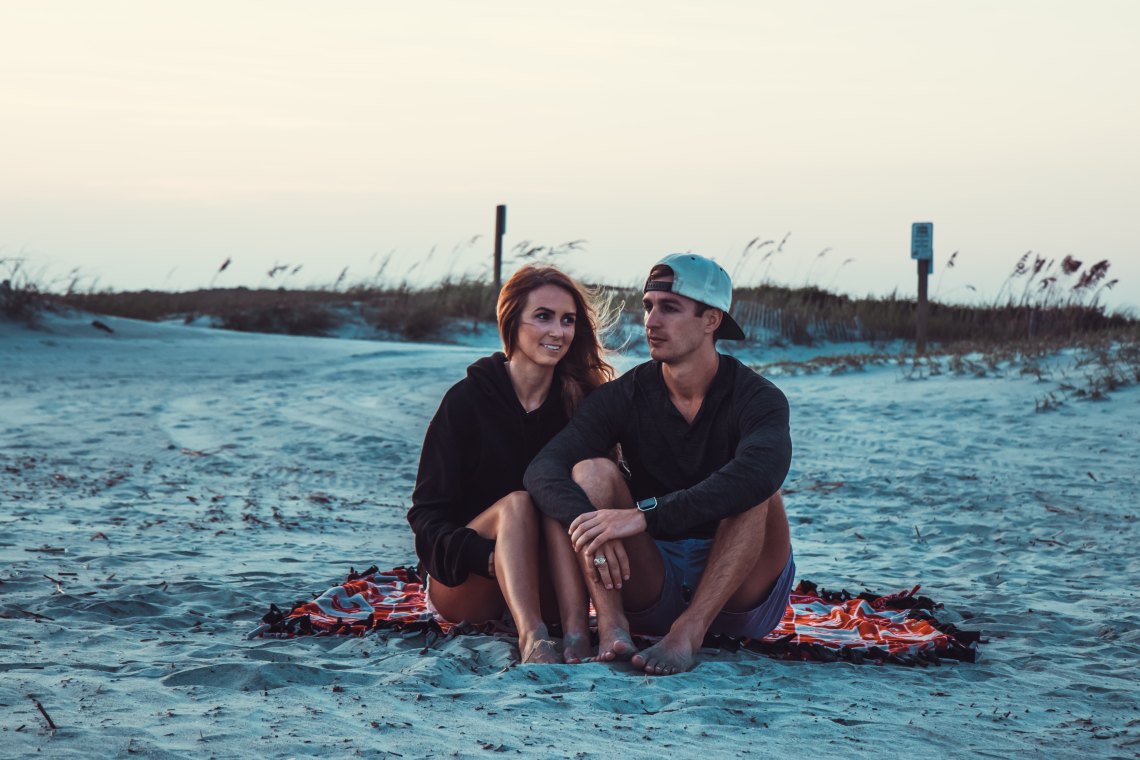 two people on a date on the beach