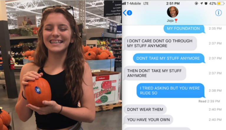 A text fight between two sisters