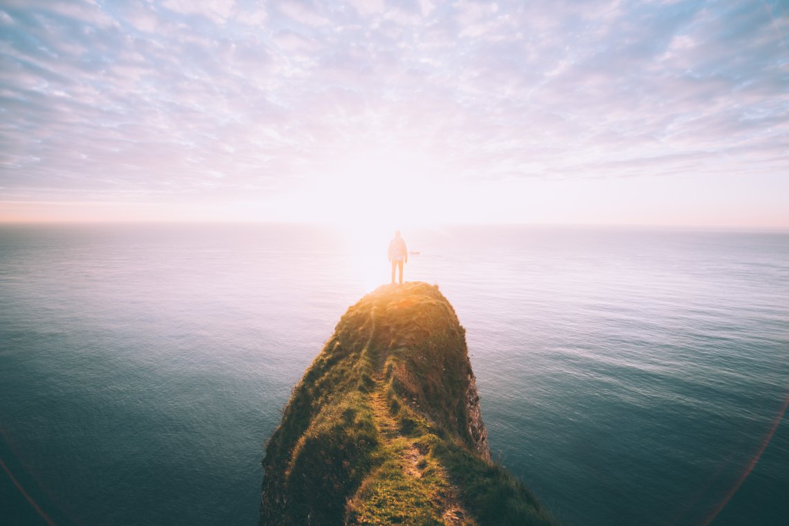 a person on a mountain