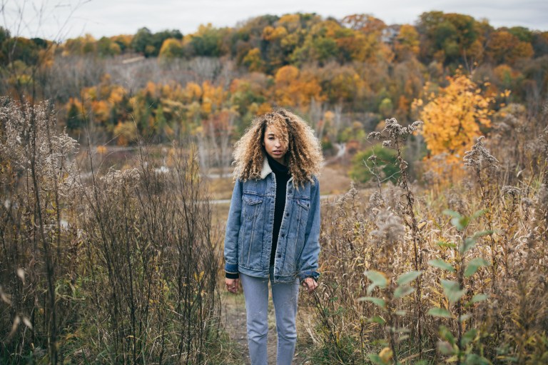 sad girl in meadow