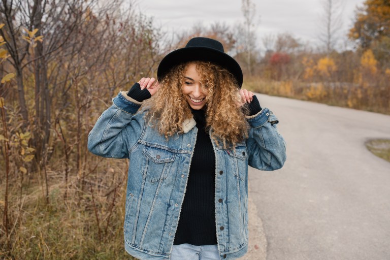 woman looking happy