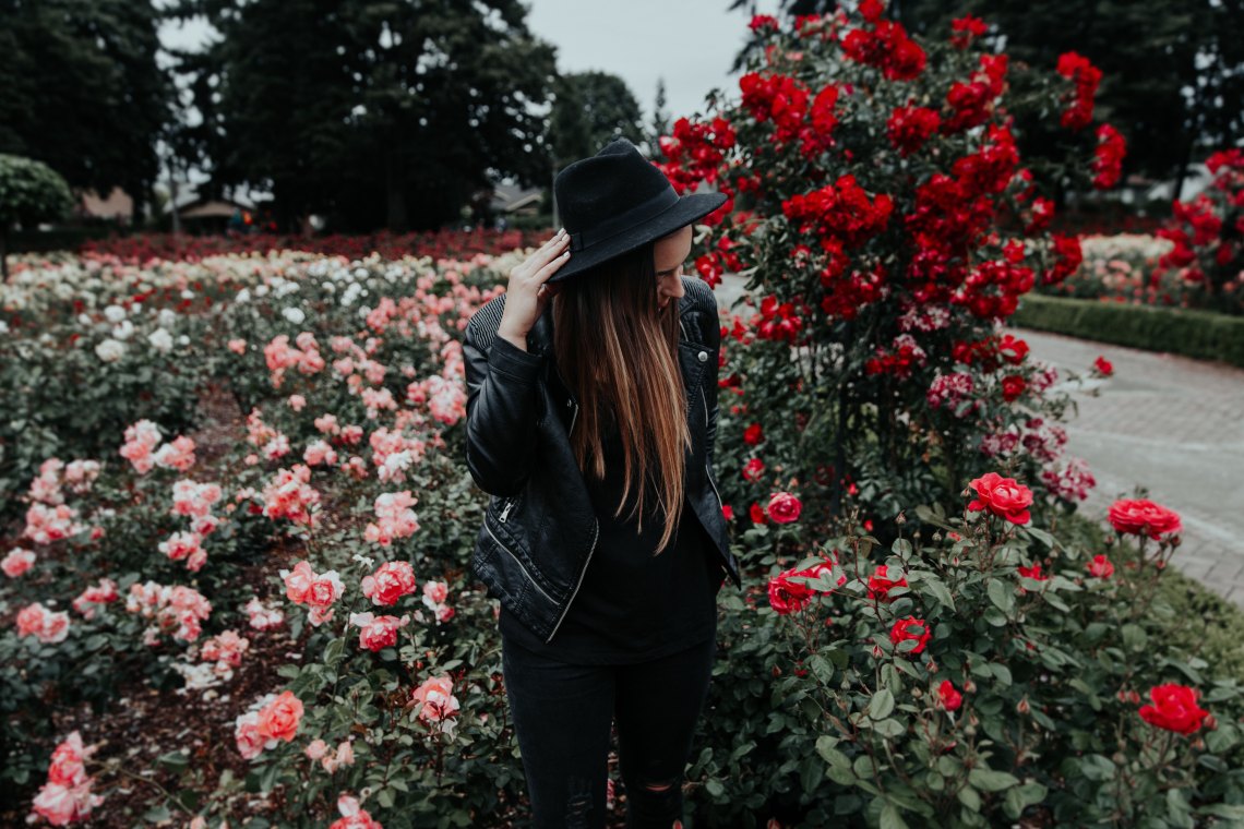 woman amongst the roses