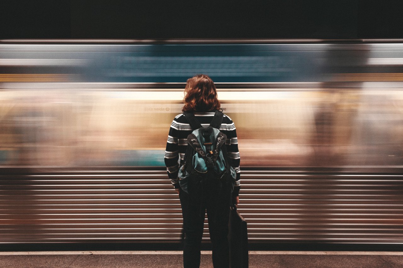 woman waiting for the subway